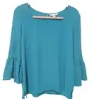 Counterparts Top Womens Teal Gauzy Tunic Beachy Coastal Boho Large