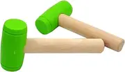 QUMIIRITY 2Pcs Simulation Hammer Wooden Mallet Tools for Pretend Play Safe and Lightweight Design for Grip Strength and Coordination Development