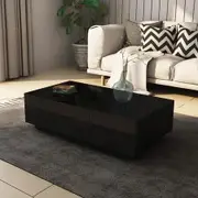 Modern 2 Drawer Coffee Table Cabinet Slide Top Storage High Gloss Wood Living Room Furniture - Black