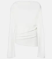 [Jacquemus] Jacquemus Croisière draped open-back crêpe jersey top UK 8 white