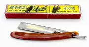 VINTAGE MUGHAL Extra Hollow Ground No. 909 RAZOR & BOX AMBER LUCITE Beautiful!