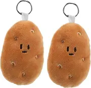 ibasenice 2pcs Cute Plush Potato Keychain Pendant Bags Car Decoration Funny Stuffed Animal Plush Food Toy Mini Plushies For Kids And Adults
