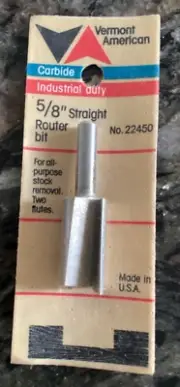 2 PCS of VERMONT AMERICAN 5/8” STRAIGHT CARBIDE ROUTER BIT