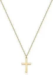 [Lian] 18K Gold/Silver Plated Cross Necklace for Women Cross Pendant Necklace Simple Cute Tiny Cross Prayer Necklace for Teenage Girls Baptism Jewellery Gifts