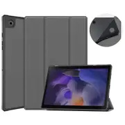 For Samsung Galaxy Tab A8 10.5in (2021) Case, 3-Fold Holder PU Leather Cover, Grey