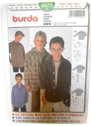 Burda 9925 Sewing Pattern Boys Loose Fitting Button Down Sizes 9-14 UNCUT