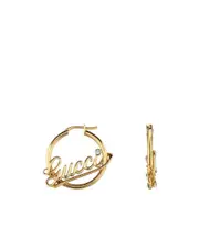 Hoop earrings with Gucci script One size golden