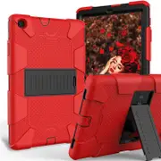 Catzon Silicone+PC Case 3-Layer Anti-fall Protective Cover Tablet Stand For Samsung Galaxy Tab A 10.1 inch T510(2019)-3red black