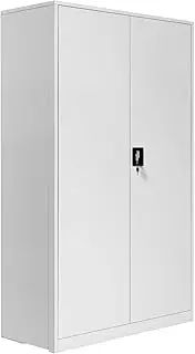 185cm Steel Locker File Cabinet Metal Storage Filling Cupboard 2 Door 4 Shelves Organizer School Stationary Office Furniture