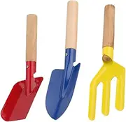 3pcs Gardening Hand Tool Ergonomic Metal Shovel Trowel and Fork with Handle for Easy Digging Transplanting and Planting Your Garden