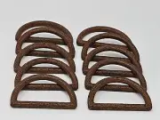 10 Vintage Brown Plastic Faux Wood Grain Texture 2" Dee Macrame Craft Rings