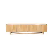 [James Lane] Milo Flute Mango Wood & Marble Top TV Unit