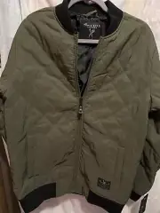 Marc Ecko Jacket Mens Small Cut & Sew Black Military Bomber Style Windbreaker