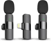 2 Pack Lavalier Wireless Microphone Audio Video Recording Mini Mic For iphone