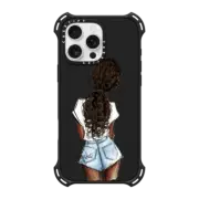 iPhone 16 Pro Max Bounce Case MagSafe Compatible Solitude (Deep Complexion Curly Hair) Fashion Illustration Case