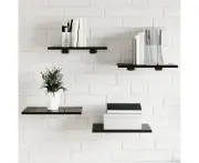 High Gloss Black Engineered Wood Bookshelf Boards Set of Four Modern Storage