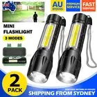 2pcs Super Bright LED Flashlight Tactical Torch Light USB Rechargeable Camping