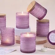 DARJEN 8 Pack Purple Candle Jars for Making Candles- 14 OZ Empty Glass Candle Making Jars with Bamboo Lids and Labels, Candle Making Supplies Candle Containers for Home DIY