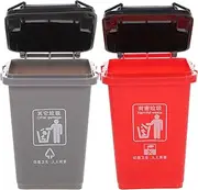 2 Pcs Mini Curbside Garbage Trash Bin Pen Holder Creative Recycle Can Set Pencil Cup Desktop Organizer for Home Office School Gray Red