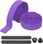 uxcell Bike Handlebar Tape, 2 Rolls 6.6 Feet Bike Grip Tape High-Elasticity EVA Foam Cycling Handle Wraps Comfortable Non-Slip Shock Bicycle Wrap with End Plugs for Road Bike, Purple