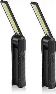 LED Work Light, OTYTY COB Rechargeable Work Lights Magnetic Base Hanging Hook 4 Modes Bright Portable LED Lights for Car Repair, Household, Camping (2 Pack)(W801)