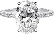 Aimys 925 Silver Elliptical Perfect Cutting 3ct CZ Engagement Rings For Women Cubic Zirconia Promise Halo Engagement Ring Solitaire Engagement Ring Size 6-10 (7), 7, Zirconia, Cubic Zirconia