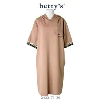 在飛比找momo購物網優惠-【betty’s 貝蒂思】袖口文字刺繡拼接連帽洋裝(共二色)