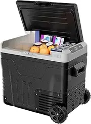 35/55L Car Portable Freezer 12V Refrigerator Cooler 12V/24V DC Fridge With Wheels 2 Baskets For Travel Truck Camping(50L)