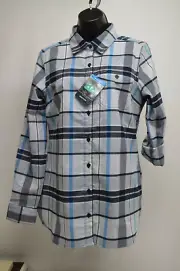 NEW Columbia Women's Silver Ridge 2.0 Flannel Tunic, Fathom Blue Plaid, Small