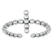 9mm Beaded Cross Band 925 Sterling Silver Toe Ring Thin Adjustable Toe Ring