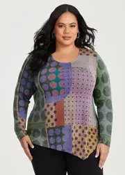 [Virtuelle] Taking Shape Bamboo Cosy Multi Spot Top Size 14 in Print - Plus Size Women's Clothing Print