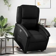 Black Stand Up Chair Black Faux Leather Recliner Chair, Power Lift Electric Motor for Elderly, Living Room, Theater, Lounge - Perfect for Bedroom, Max 110 kg Capacity
