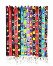 lot 100pcs Super Mario mix Straps Lanyard ID Badge Holders Mobile Neck Key chain