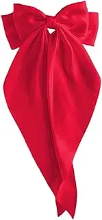 French Bow Girls - Tail Large Bow Barrettes | Oversized Satin Hair Bows | Bow Claw Clip | Ribbon Hair Barrettes | Nonslip Claw Clip Hair Barrette Hair Dress Up Accessories With Long-Tail For Birthday