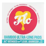Here We Flo, Bamboo Ultra-Long Pads with Wings, 10 Pads