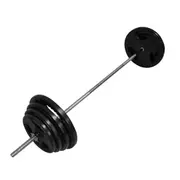 113kg Ez Grip Cast Iron Barbell Weight Set - 180cm Bar + 105kg Iron Weight Plate
