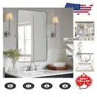 Elegant Rounded Rectangle Bathroom Mirror - Easy Install Brushed Nickel Style