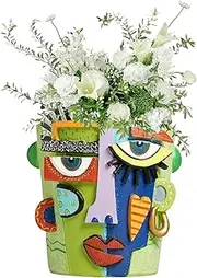 Abstract Face Planter - Head Planter Uniquee Face | Picassoo Facial Expression Flower Pot | Decorative Plant Pots | 15cm Bonsai Holder | Art Resin Home Decoration Plant Container for Indoor Garden