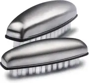 2x Stainless Steel Hand Nail Brush, Nail Brushes Hard Bristles Nail Cleaning Scrubbing Brush -ayane