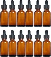 Magic Season Boston Round Glass Bottles (Amber/ 30 ml with Droppers/ 12 Pcs)