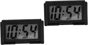 ULTECHNOVO 2pcs Car Digital Clock Tiny Digital Clock Auto Car Dash Number Monitor Automotive Automobile Thermometers Timer Dashboard Plastic Black