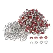 Grommets Kit 200set-4mm 1/6" Hole Metal Eyelets Grommet Tool,Red