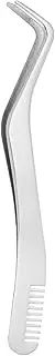 Lash Tweezers for Eyelash Extensions, Stainless Steel Eyelash Extension Tweezer, Curved Tweezers for Lashes, Eyelash Tweezers with Comb for False Lashes, Professional Eyelash Extension Tools