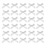 50Pcs Mini Ribbon Bow 1.8 inch Mini Fabric Satin Ribbon Light Grey