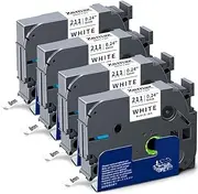 4X XemaX Label Tape Compatible for Brother Label Printer Tape 6mm TZe-211 TZ-211 P-Touch Black on White Label Tape Cassette for Brother P-Touch Labeller PT-E110 H100R H110 H101C H108 E100 H100LB H105