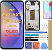 HLTECH OLED Screen Replacement LCD Display Touch Digitizer Assembly with Frame for Samsung Galaxy A54 5G SM-A546E SM-A546B SM-A546U 6.4"(Support Fingerprint)