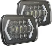 5x7" 7x6" inch LED Headlight Assemblies Hi/Lo Sealed Beam Replace H6014 / H6052 / H6054 Bulb Headlamps Compatible with Toyota Hilux MR2 Holden Rodeo (Pack of 2)