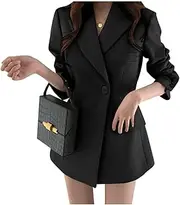 [Qiribati] Women's Blazer Jackets Lapel Button Cuffs Suit Blazer Office Work Business Suit Jacket