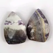 Lot of 2 3.5" Polished Dream Amethyst with Fluorite Stone Ornament Flames - USA