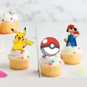 Pokemon Pikachu Charmander Pre-cut Edible Stand-Up Wafer Card Cupcake Toppers